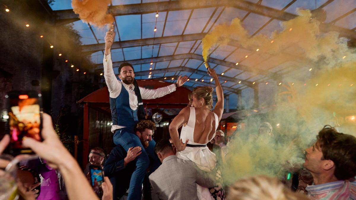 Bride & Groom celebrating at the end of the night